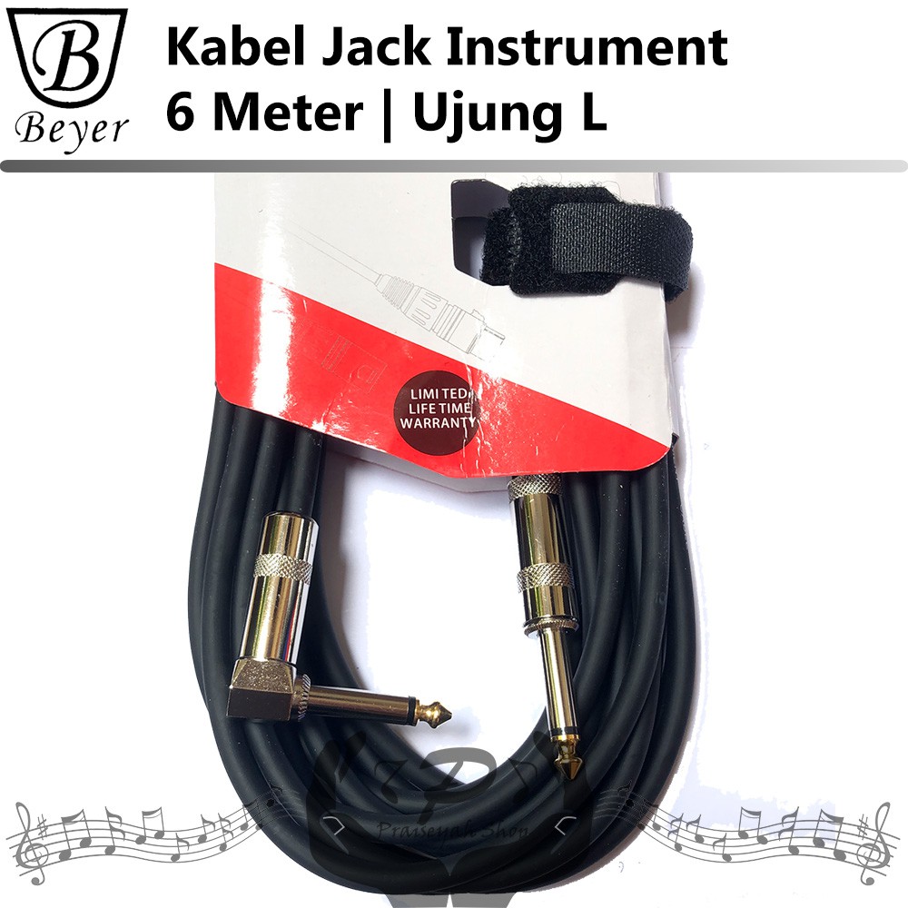 Kabel Jack 6 Meter L Instrument Musik Gitar Bass Keyboard Low Noise