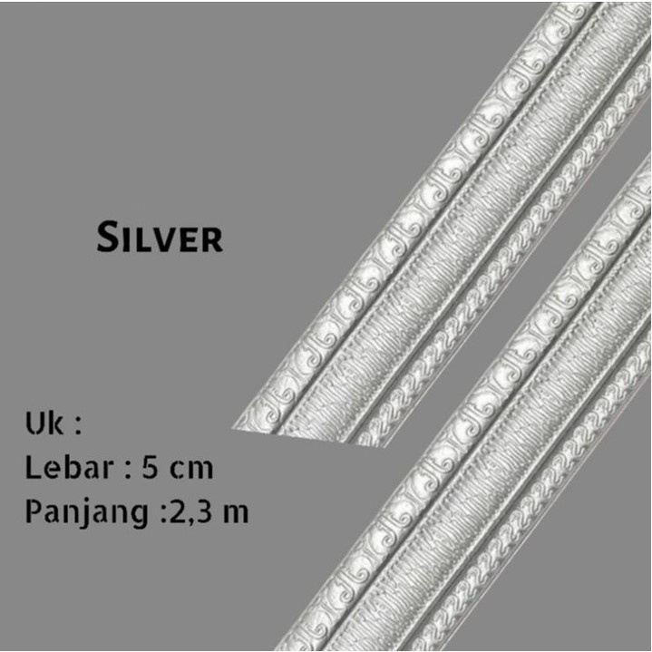 [COD] Wallpaper Bata sticker 3D Foam 3mm Warna Warni / Wallpaper sticker brick 3D Foam rekat anti air-List Silver