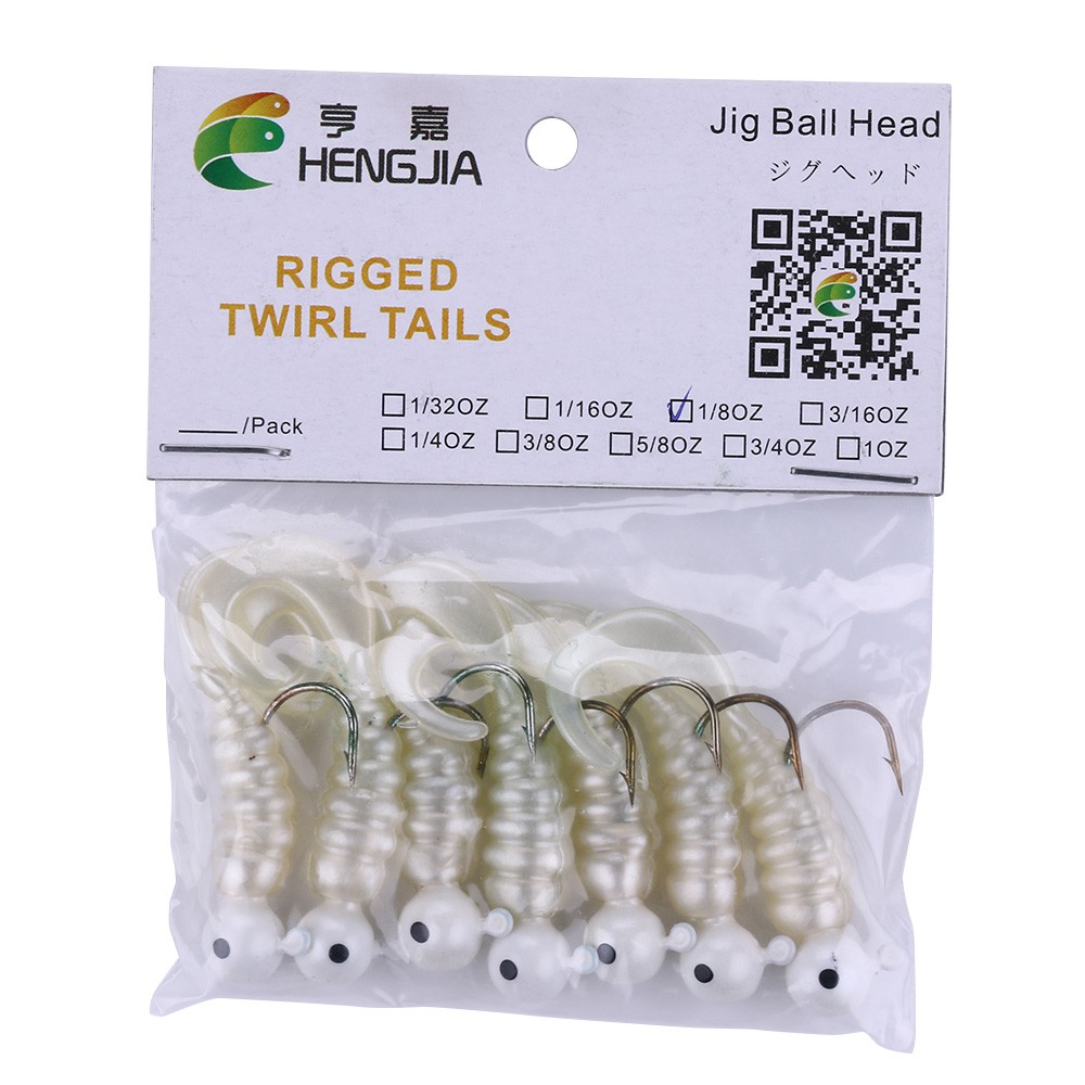 HENGJIA 7PCS/Bag Soft Fishing Lure Umpan Pancing Jigs Hooks Kail Freshwater Ikan Bass Silicone Swimbait Tackle