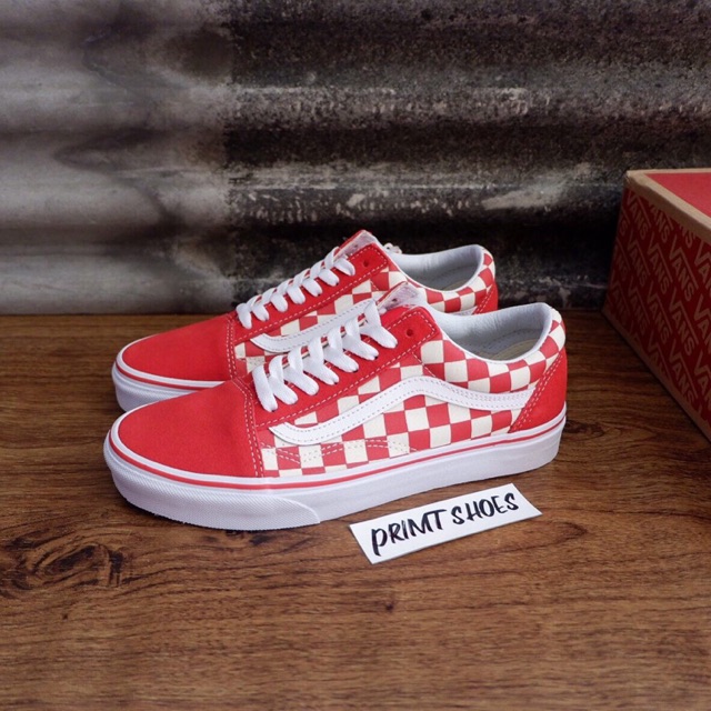 Vans Old Skool Primary Checkerboard Red/White
