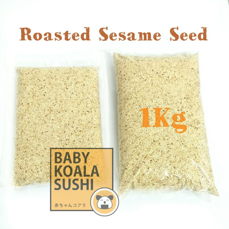 HIROKING Biji Wijen Putih Sangrai 1 Kg Halal │ Roasted White Sesame Seed for Sushi Ramen