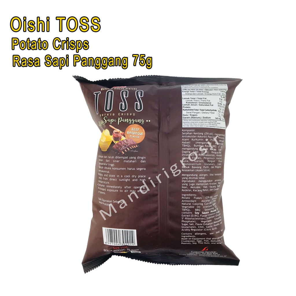 Potato Crisps *Oishi Toss * Rasa Sapi Panggang * 75g