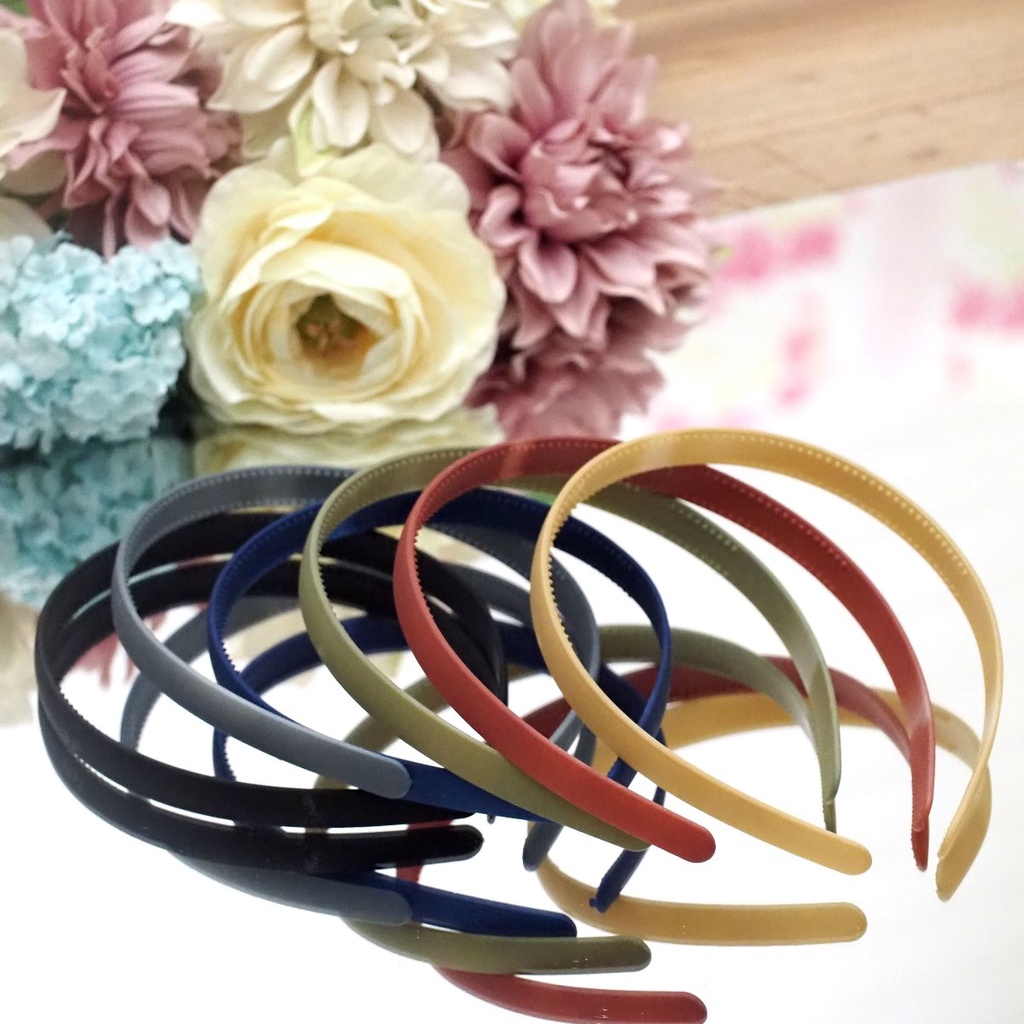 Bando Doff Polos Bando Gelombang Zigzag Warna Soft Matte Tebal Bandana Korea Headband Aksesoris Rambut Wanita Pria