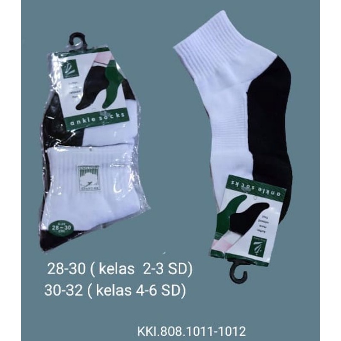 Kaos kaki sekolah isi 3 putih hitam telapak hitam TK SD SMP / kaos kaki back to school