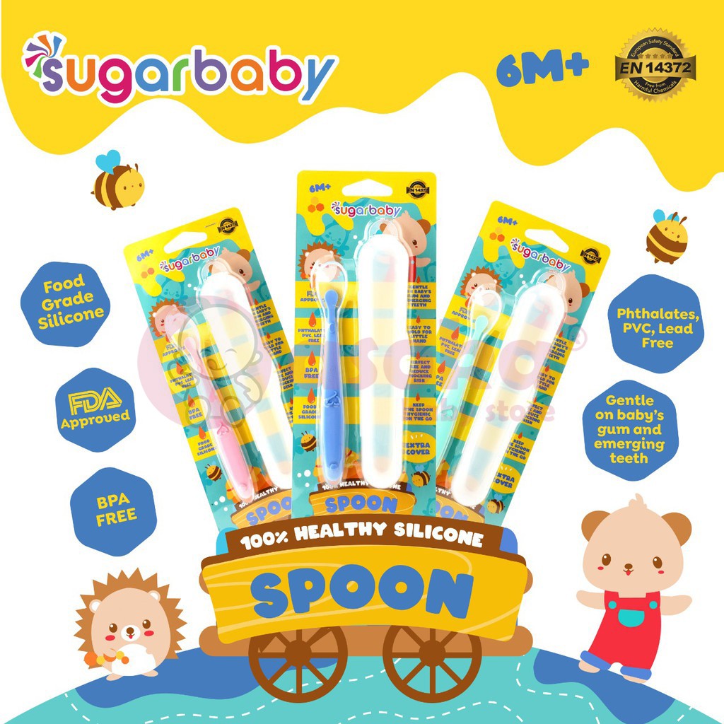 Sugar Baby Healthy Silicone Spoon With Cover Isi 1 Pcs ASOKA