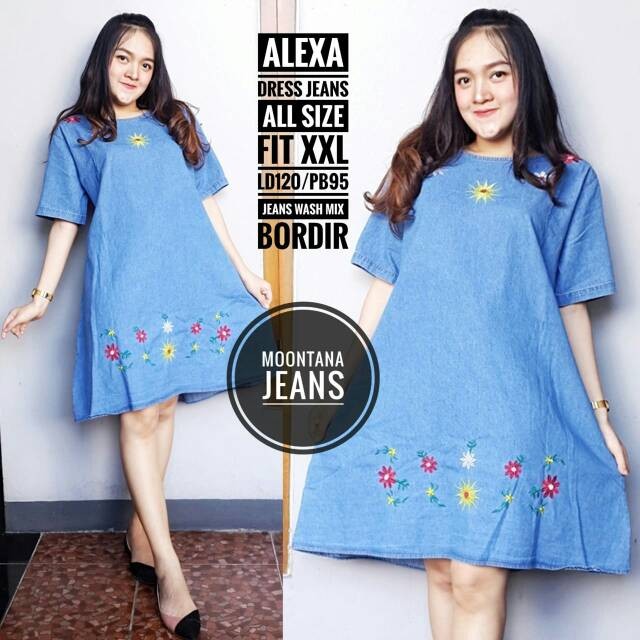 ALEXA DRESS!! DRESS BESAR LD 120 MATT JEANS WASH