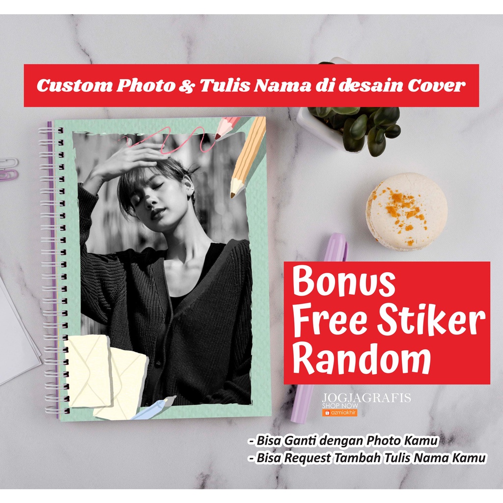 

Buku Notebook Custom Frame Photo A5 / BUKU TULIS / Notebook Spiral ( Bonus Stiker Random )