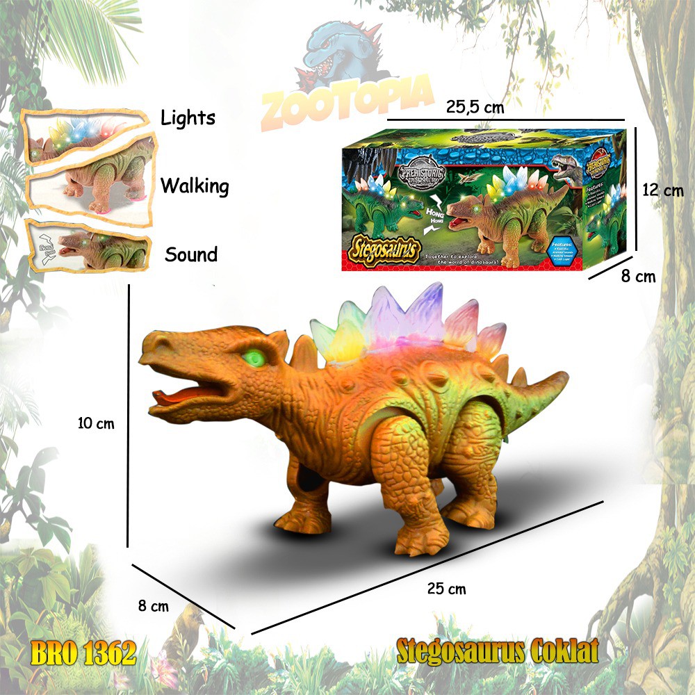 MURAH BRO1362 Stegosaurus Dino Dinosaurus Hewan Binatang Baterai Mainan Anak Bayi Edukatif Animal Hobi Koleksi Safari ZOOTOPIA