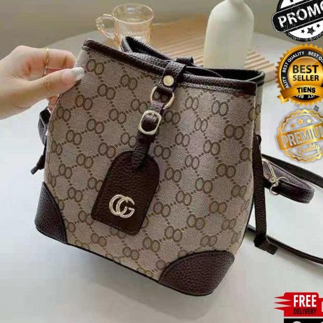 TAS SELEMPANG SERUT WANITA BUCKET GUCCI KANVAS IMPORT KOREA TERBARU