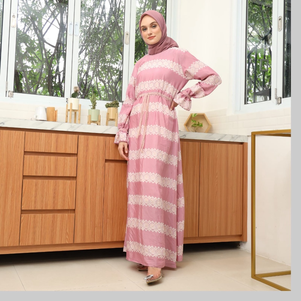 Loqal-Dress Afsin MK Soft / Dress Batik Dress Muslimah Gamis Wanita Mewah Gamis Santai-2