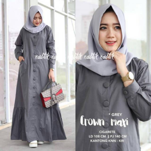  Baju  Muslim  Gamis Syari Wanita  Terlaris  Crown Maxi Dress 