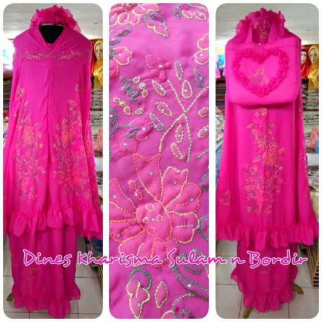 mukena sulam bayang warna cantik