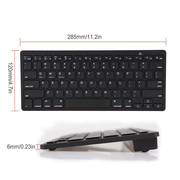 Ultra Slim Bluetooth 3.0 Wireless Keyboard for M4cbook Android-black