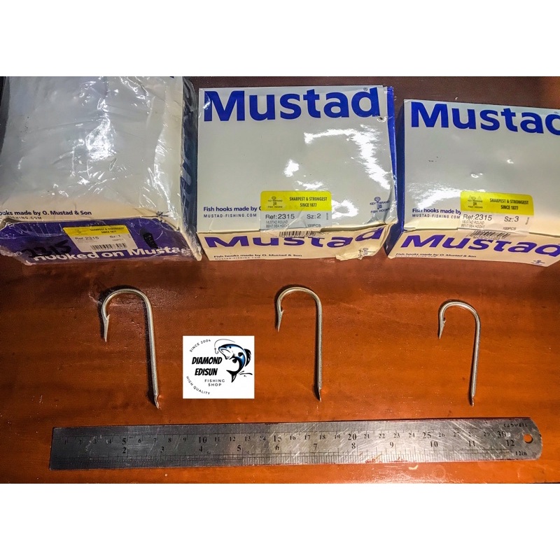 ENCERAN No.1 - 5 Kail Pancing Mustad Original tdk pakai lubang Mata Kail Pancing 2315 Mustad