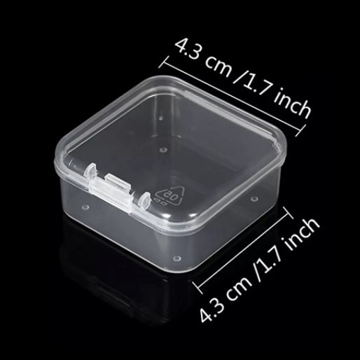 6PCS Mini Clear Square One-piece Clamshell Desktop Storage Box / Jewelry Sundries Organizer