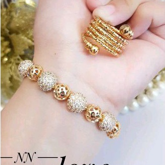 Xuping Set Gelang cincin Wanita Gold 6922g