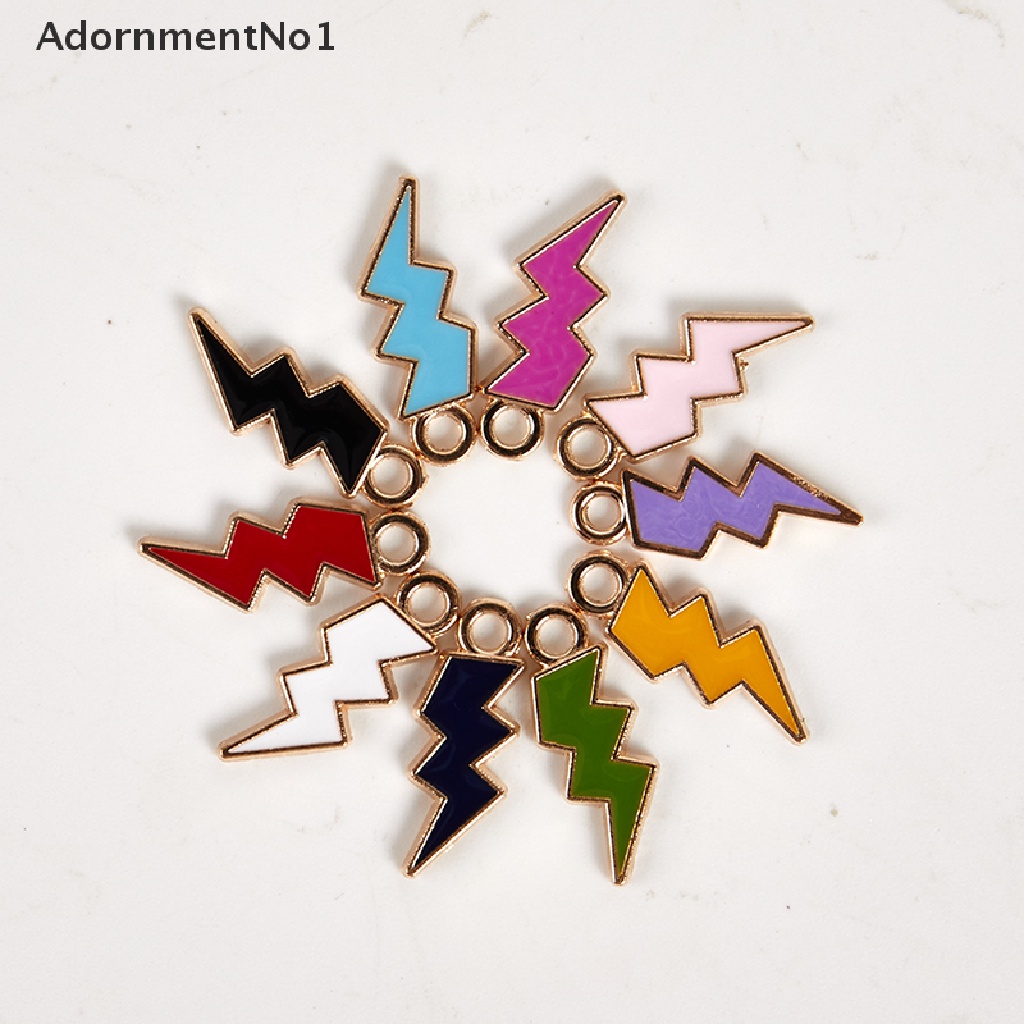 (AdornmentNo1) 10pcs Manik-Manik Enamel Bentuk Petir Untuk Aksesoris Perhiasan DIY