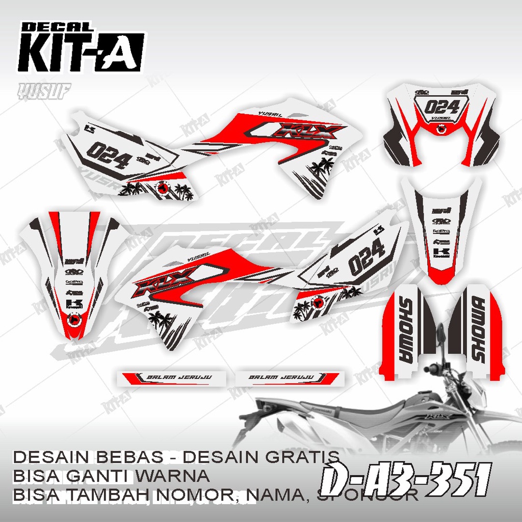 Decal kawasaki KLX 150 BF MOTIF SUPERMOTO LIMITED EDITION MERAH PUTIH