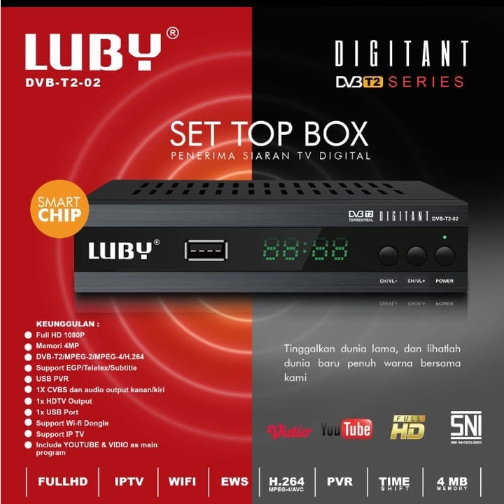 Set Top Box Luby DVB-T2-02 Full HD 1080p SNI STB TV Digital Receiver - STB Luby / TV Box BISA COD