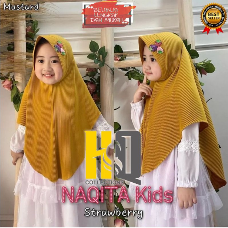 Hijab anak perempuan hijab anak bergo plisket strawberry kerudung anak perempuan terlaris