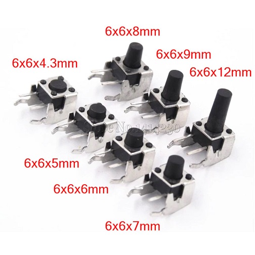 10 PCS Seri BA Tact Switch Siku Push Button 2 Pin Right Angle 6x6x5/7.5/9/11mm Isi 10 buah