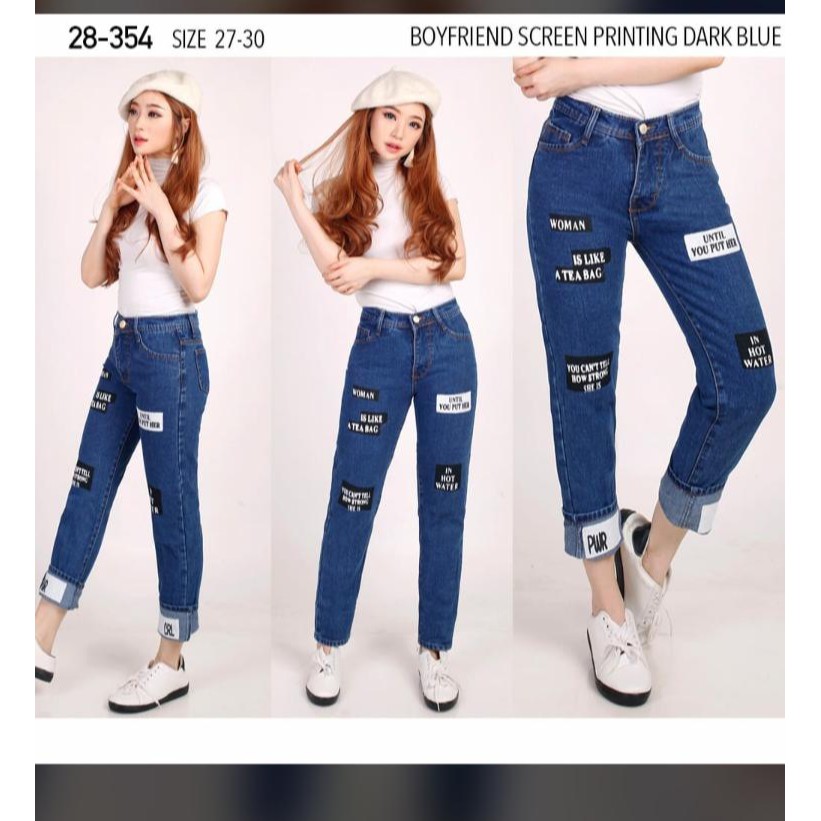 SALE Celana Jeans Boyfriend Screen Printing