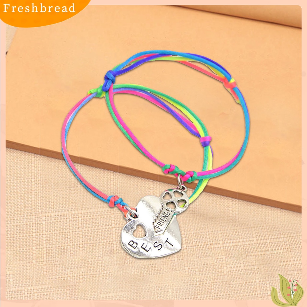 ?Fresh?? 2Pcs Gelang Tangan Wanita Model Kembaran Liontin Hati Ukiran Huruf Best Friends