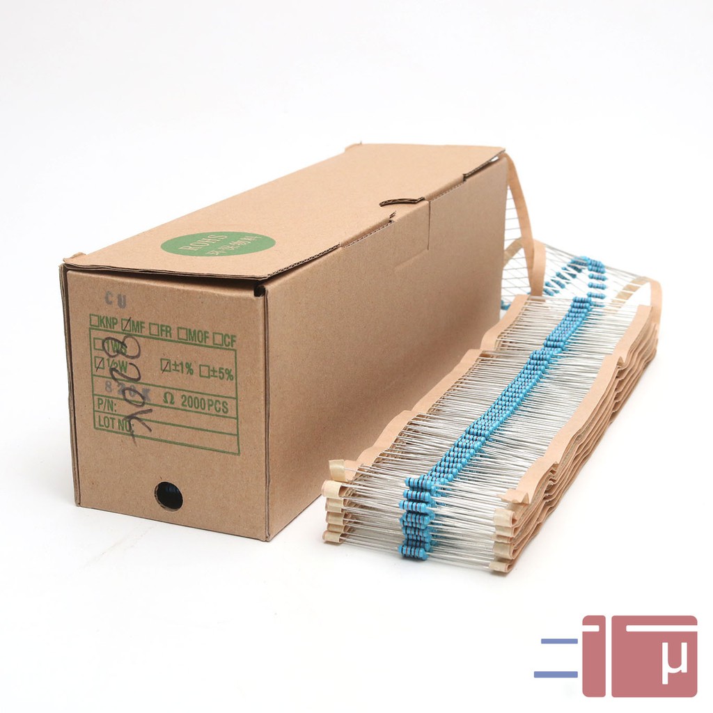 x10 Resistor 820K 1/2W Metal Film 1% Taiwan Kaki Tembaga