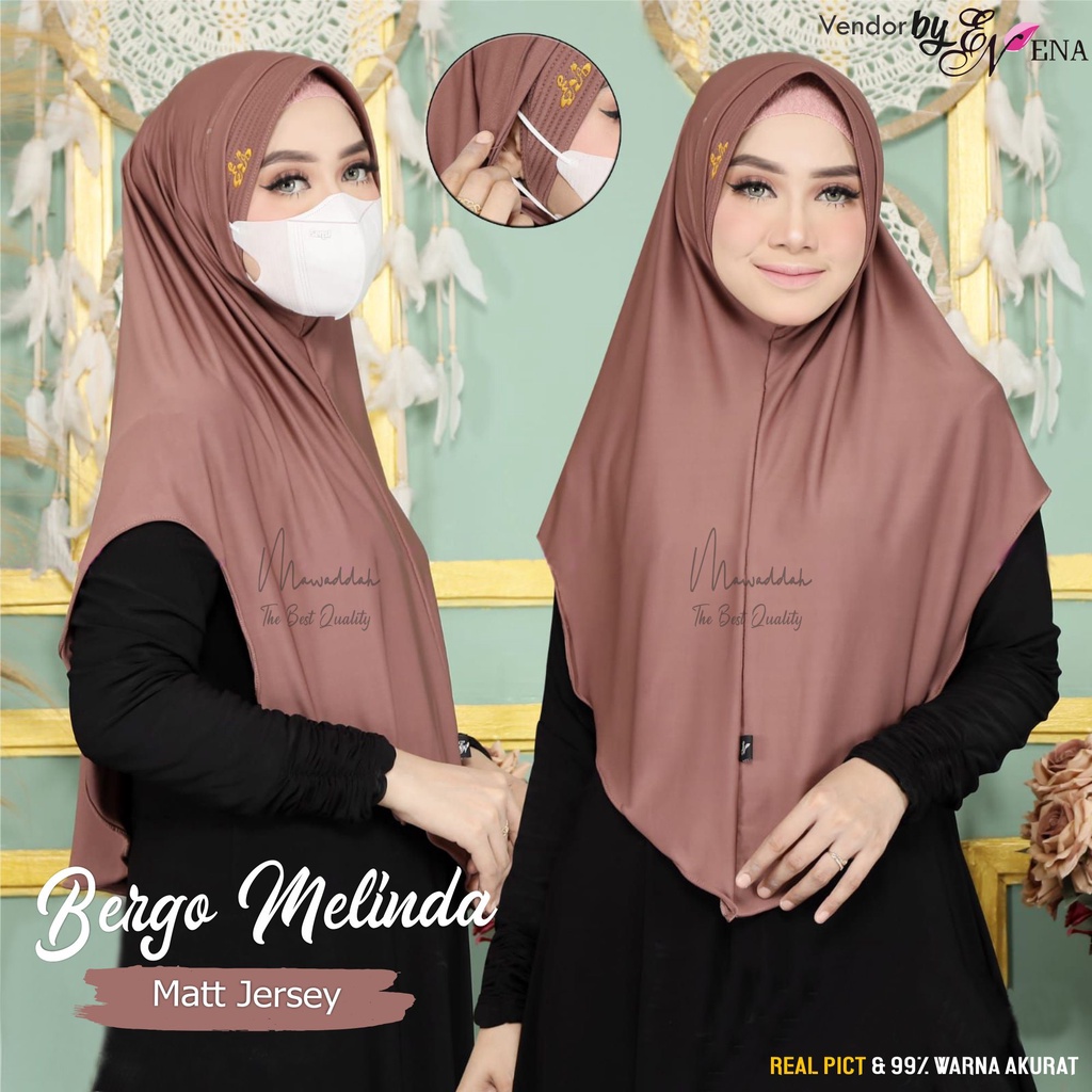 Jilbab Bergo Medina Instan lubang telinga Bahan Jersey Model Slip in  (Bergo Melinda)