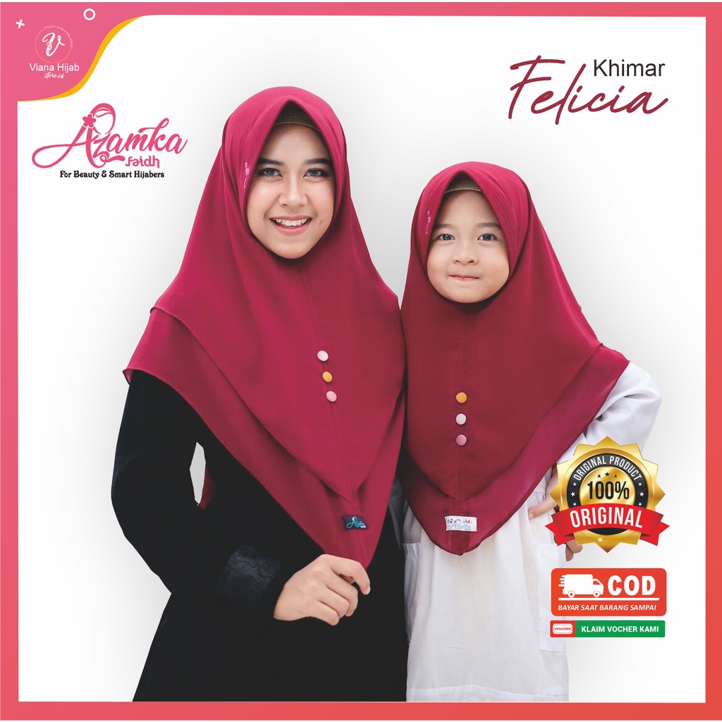 Jilbab Couple Ibu Anak Khimar Felicia By Azamka Hijab Mom Kids Bahan Ceruty Babydoll
