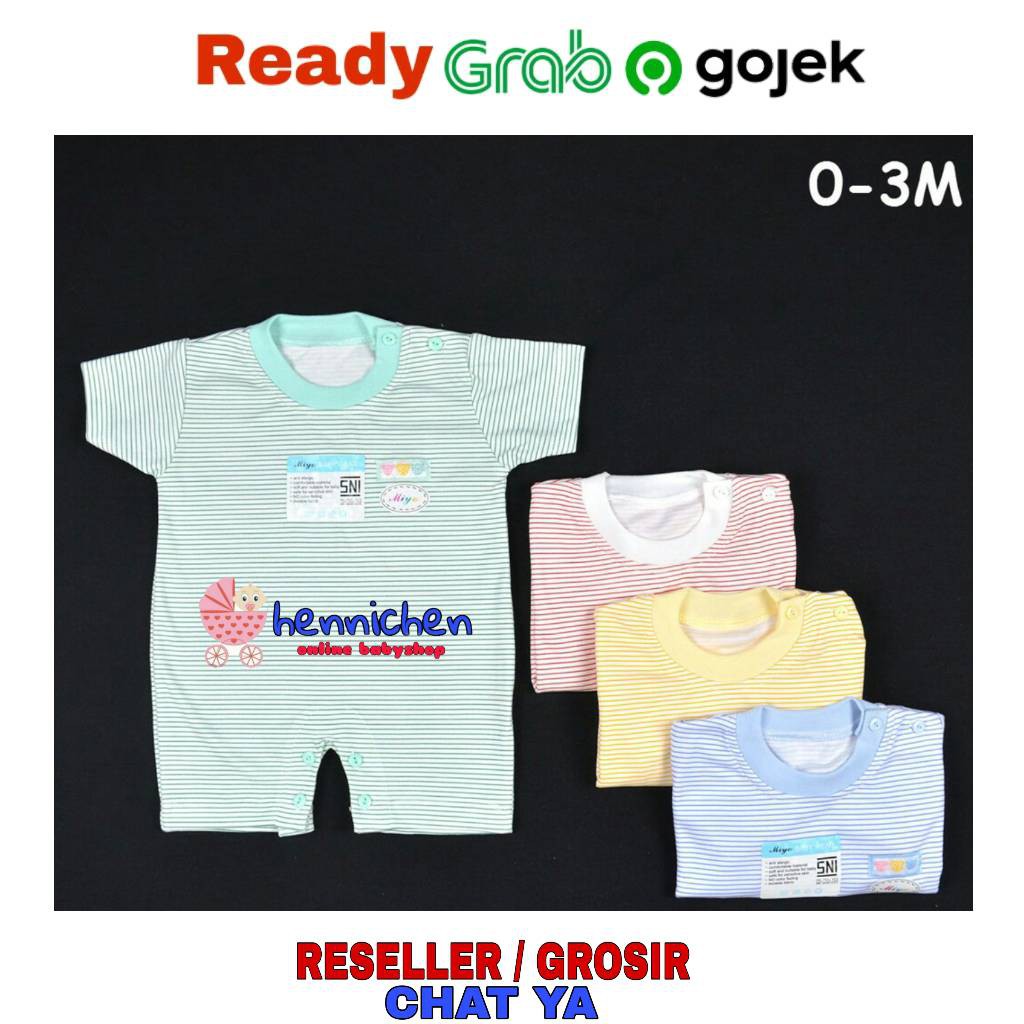 MIYO by libby Baju Kodok Segiempat/Romper Bayi/Baby GARIS Newborn (0-3M)