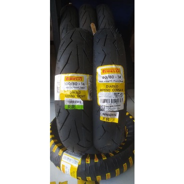 paket ban pirelli diablo rosso sport & diablo corsa 2 ukuran 100/80 & 90/80 ring 14