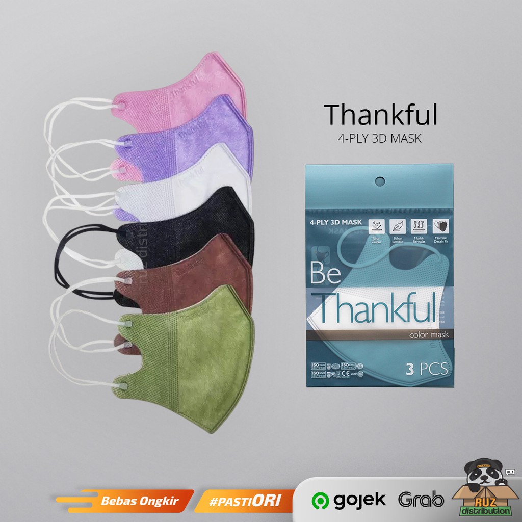 Masker Thankful 3D Mask / Sachet - Surgical Mask 4ply - Duckbill