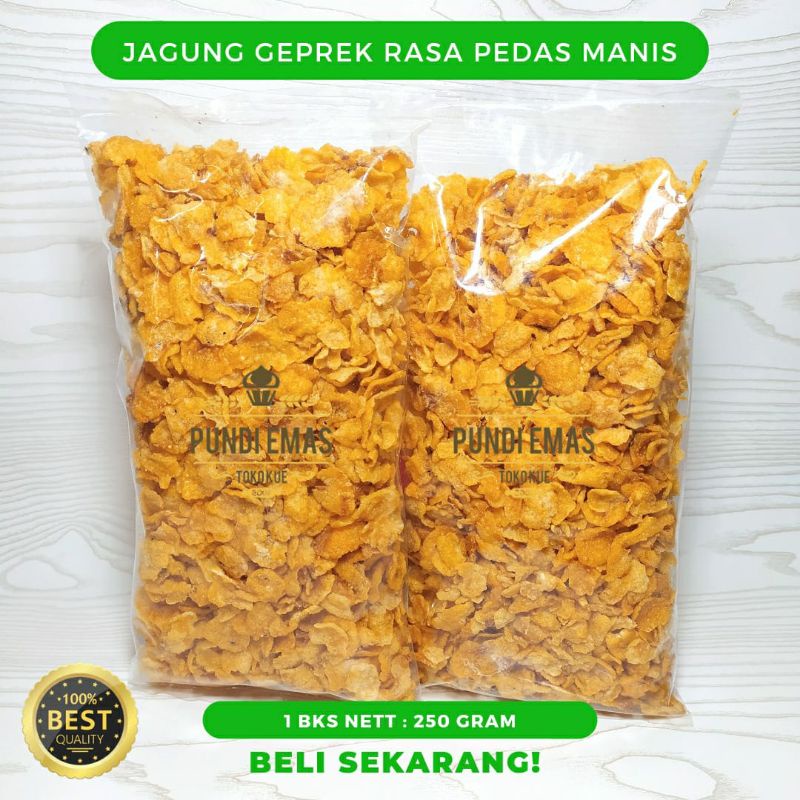 

JAGUNG GEPREK MARNING PEDAS MANIS SNACK KILOAN 250 GRAM