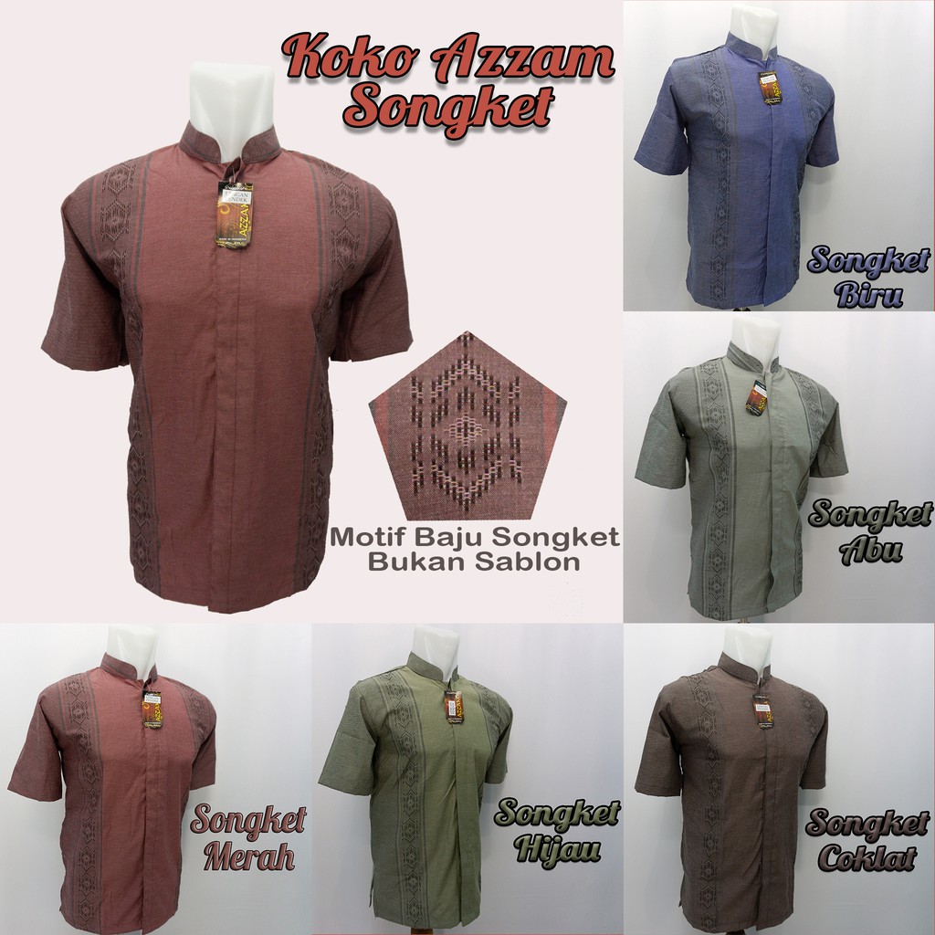  Baju  Koko  Songket Azzam Lengan Pendek Baju  Muslim Songket 