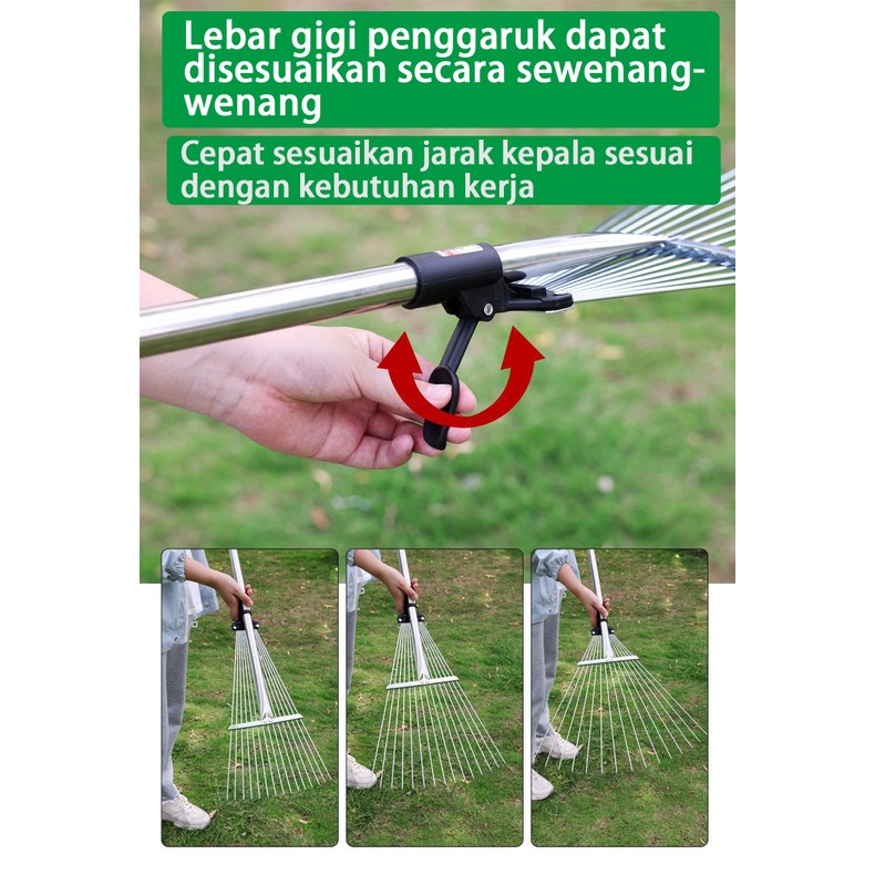 Penggaruk Daun Teleskopik Rake Taman Penggaru Taman Dapat Diperpanjang Daun