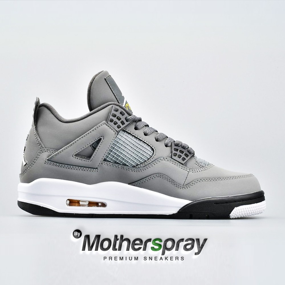 grey and black jordan 4s