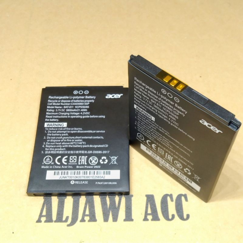 Batre Bt Baterai Battery Acer Liquid Z4 /Z140 /Z160 /A611 BAT-611 Original Battery Hp