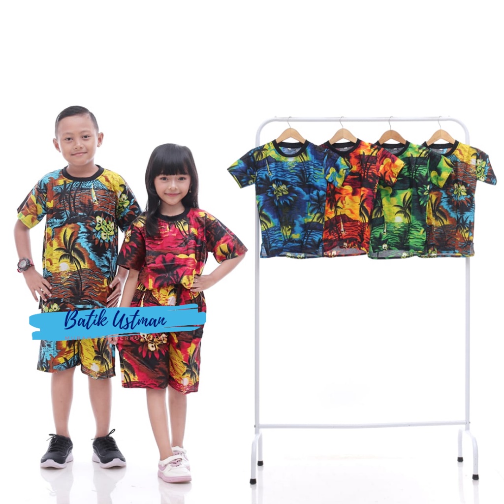 Setelan Baju Pantai Anak Perempuan Dan Laki Laki Usia 1-10 Tahun Bahan Rayon Kaos Bali