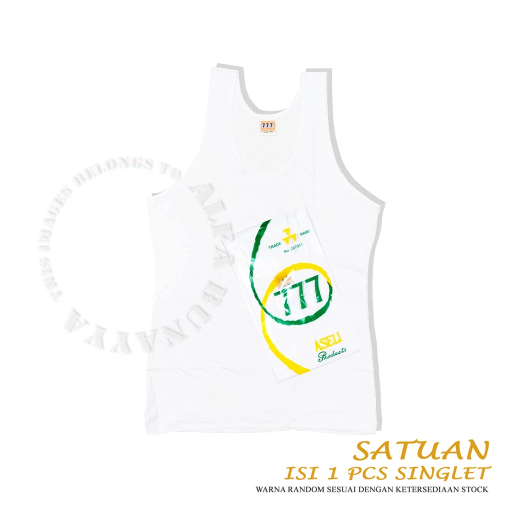 1 Singlet Pria Dewasa - Remaja Merk 777 - Kaos Dalam Laki Laki - PUTIH - KATUN 100%