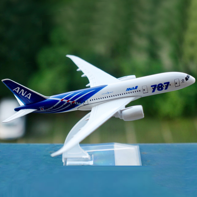 Model Pesawat Terbang Jepang Nippon Boeing 787 ANA B787 Die-cast Bahan Metal Ukuran 16CM