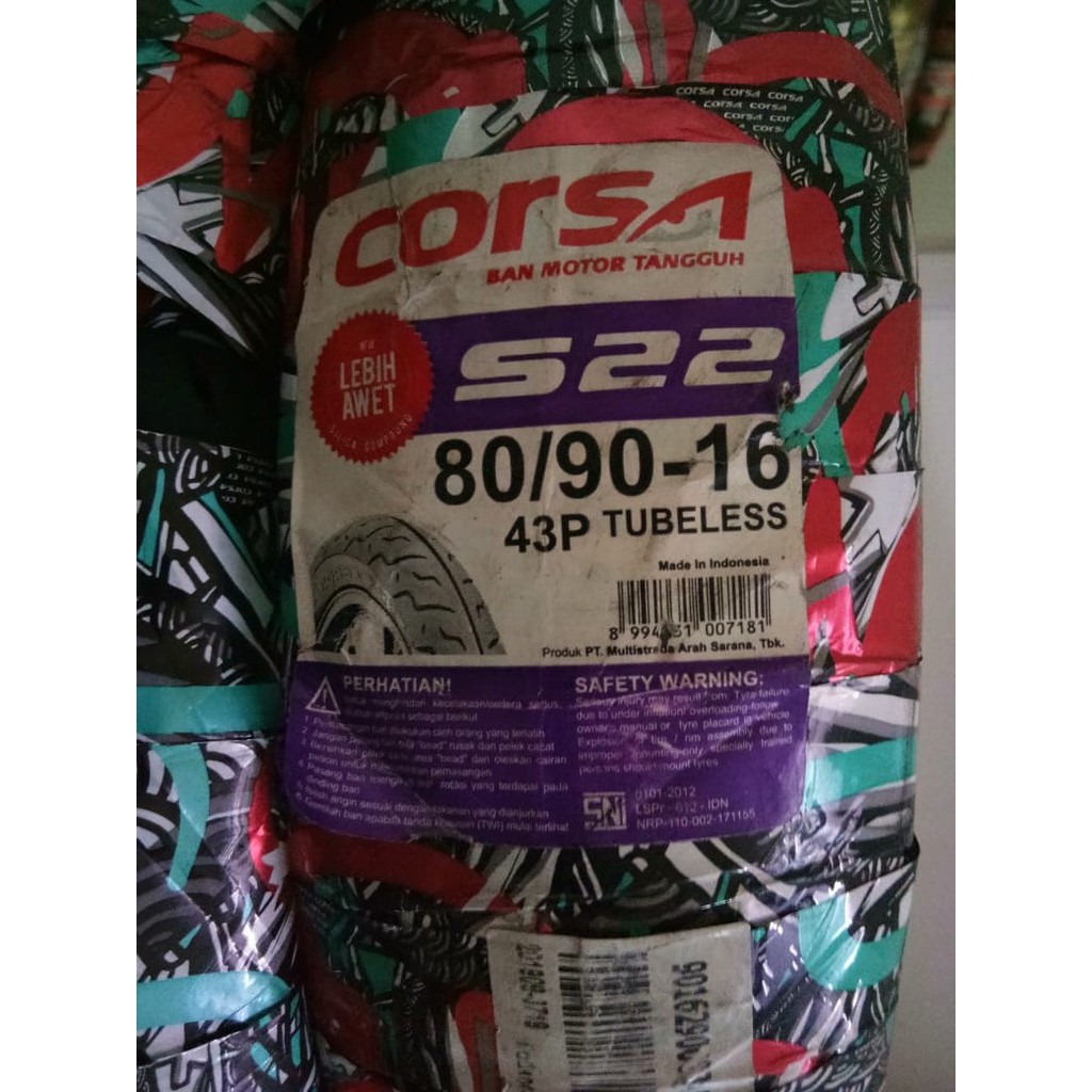 Ban Motor Corsa S22 80/90 Ring 16 Tubeless