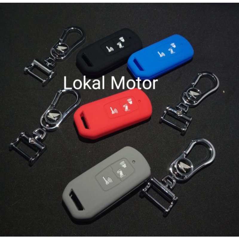 PREMIUM set gantungan kunci dan silicone cover sarung REMOTE KEYLESS HONDA PCX 160 VARIO 160  ADV 150 2021