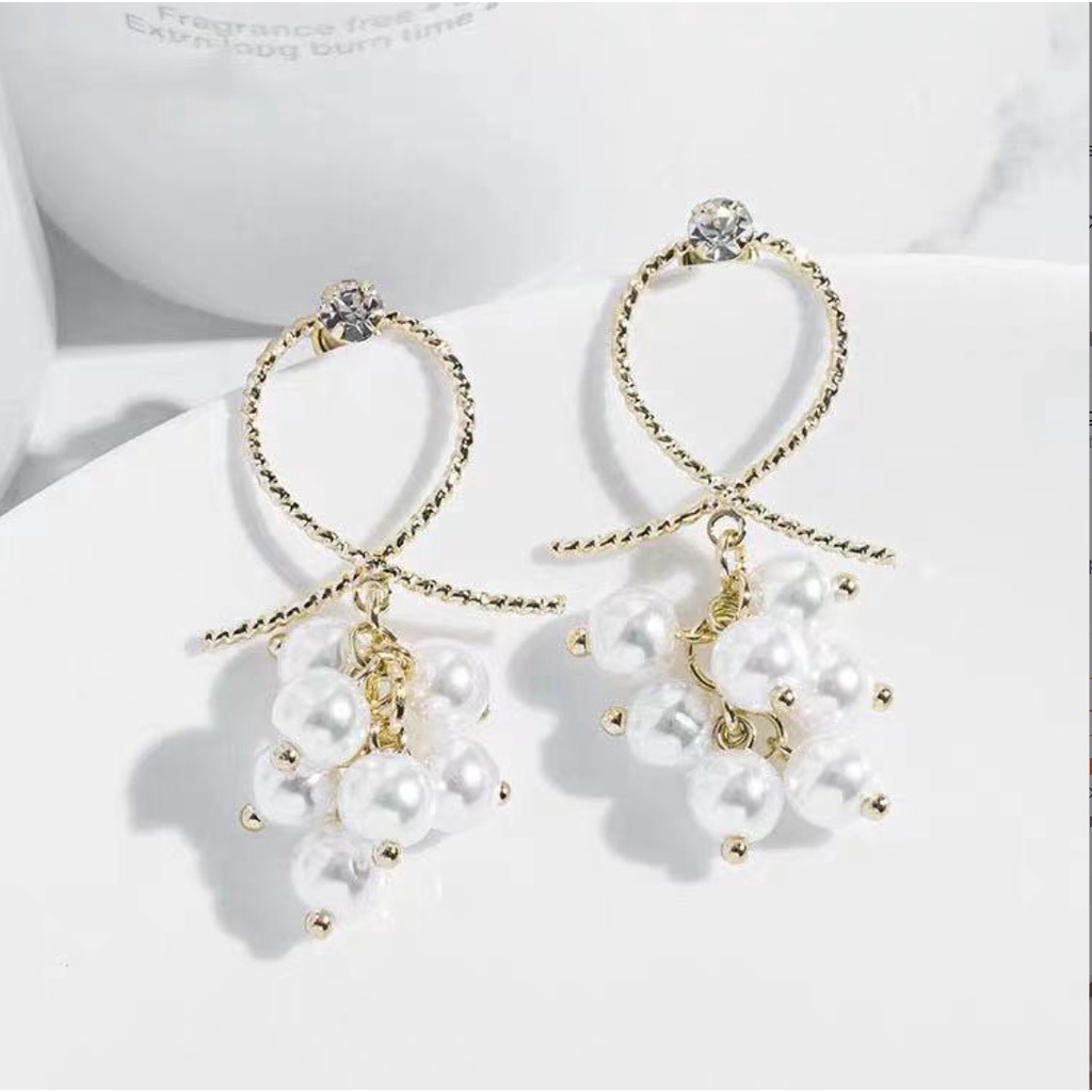 Anting Korea E308 Mutiara Tassel Wanita Pearl Korea Fashion Women Earring Giwang Aksesoris Cewe Cewek