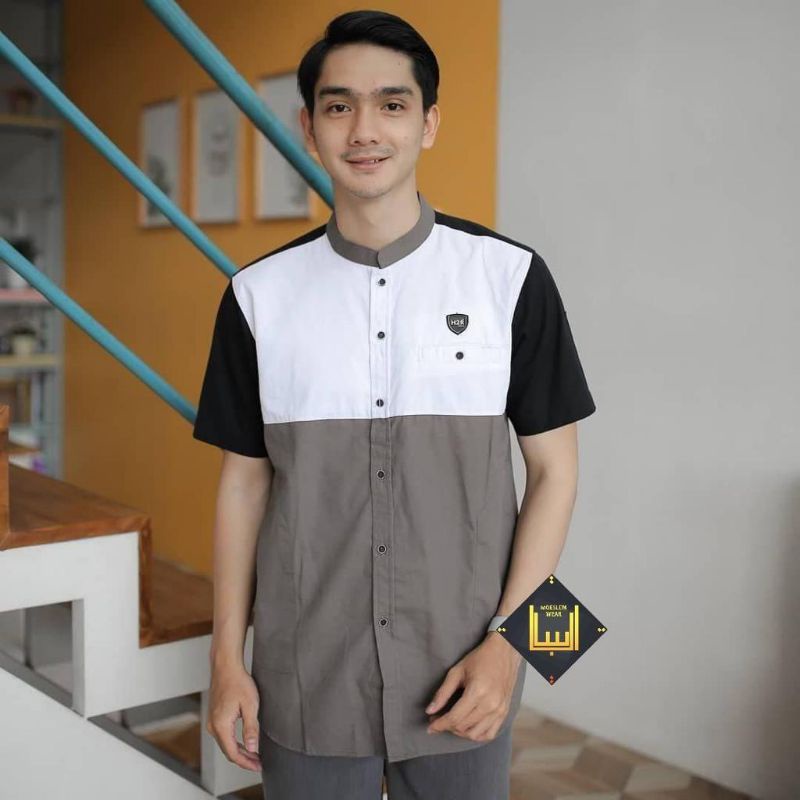 Baju Koko Pria Kombinasi Baju Koko Dewasa Baju Koko Lengan Pendek Bahan Toyobo Original