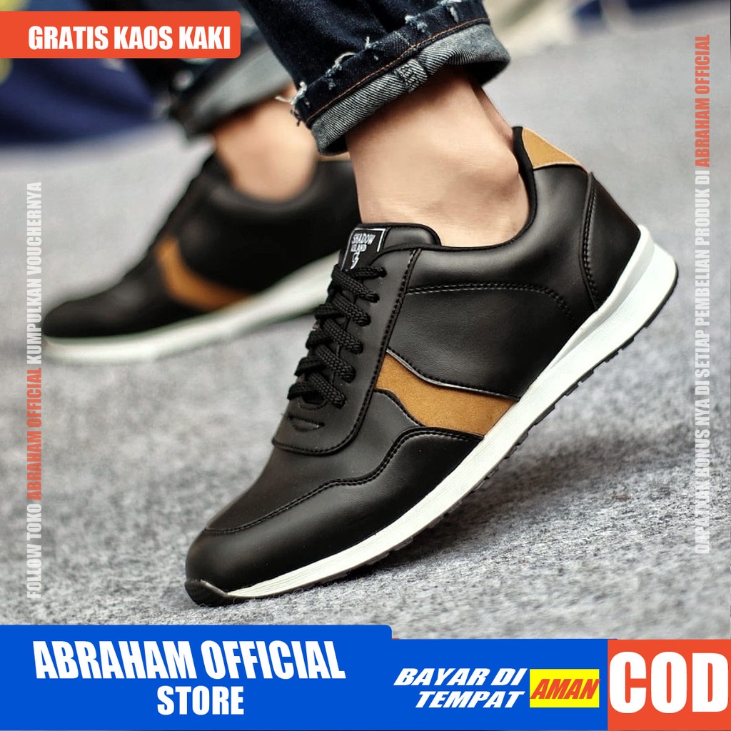 ABRHM x VARGAS Sepatu Casual Sneakers Sepatu Pria Casual Sneaker Kulit Pu Sepatu Cowok / Cowo Sepatu Kasual Semi Formal Kerja Running Kuliah Gaya Santai Keren Kekinian Original Murah Terlaris