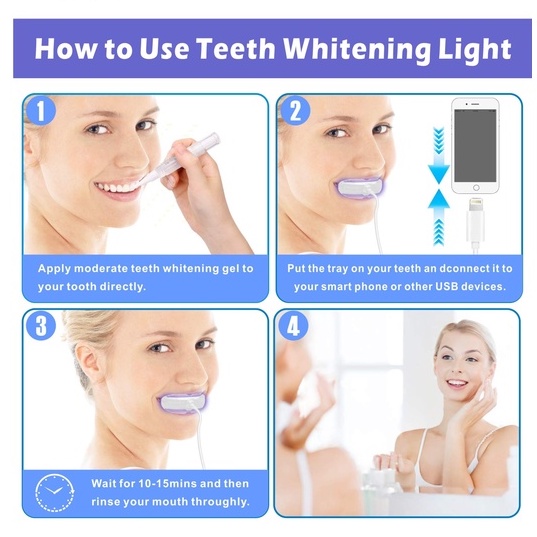 Alat Pemutih Gigi Permanen 16 Lampu LED Blue Light 3 USB Portable Bleaching Gigi Teeth Whitening  Pemutih Gigi Permanen | Teeth Whitening Kit | Alat Pemutih Gigi Cepat Lampu LED TEETH WHITENING KIT Alat Pemutih Gigi Permanen Memutihkan Gigi