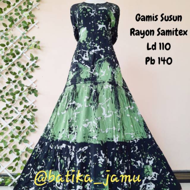 Gamis Rayon/santung samitex susun hijau