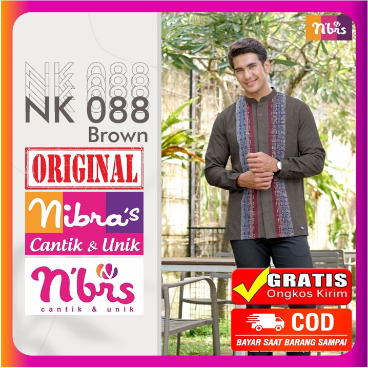 Baju Koko Nibras Dewasa Pria Lengan Panjang Coklat Brown Terbaru 2022 Ori Original Promo Diskon NK 8