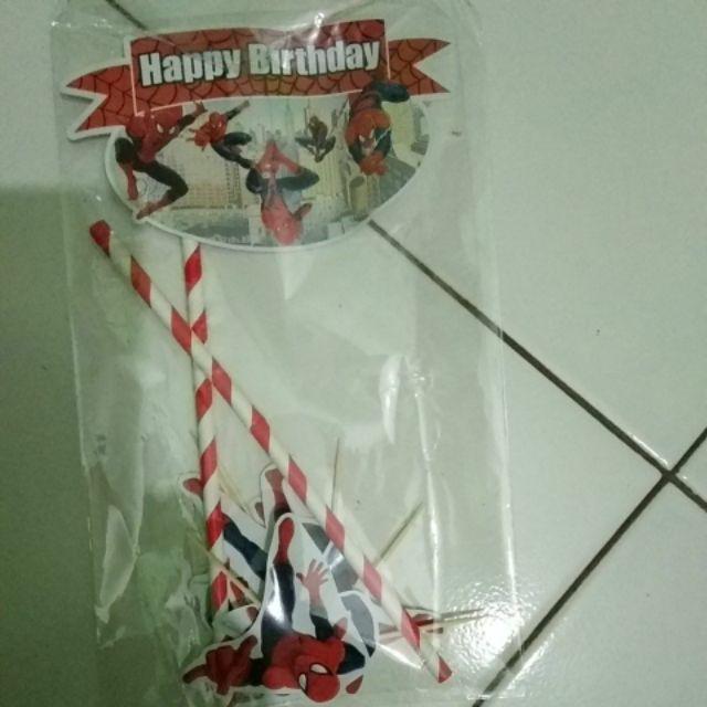 Hiasan Kue Cake Topper Birthday C1 Spiderman Isi 7